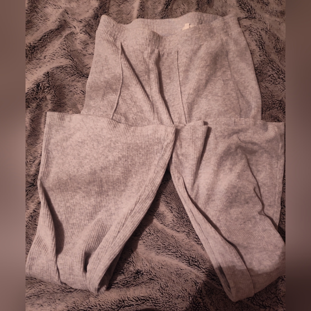 Aerie Women's Gray Ribbed Flare Pants